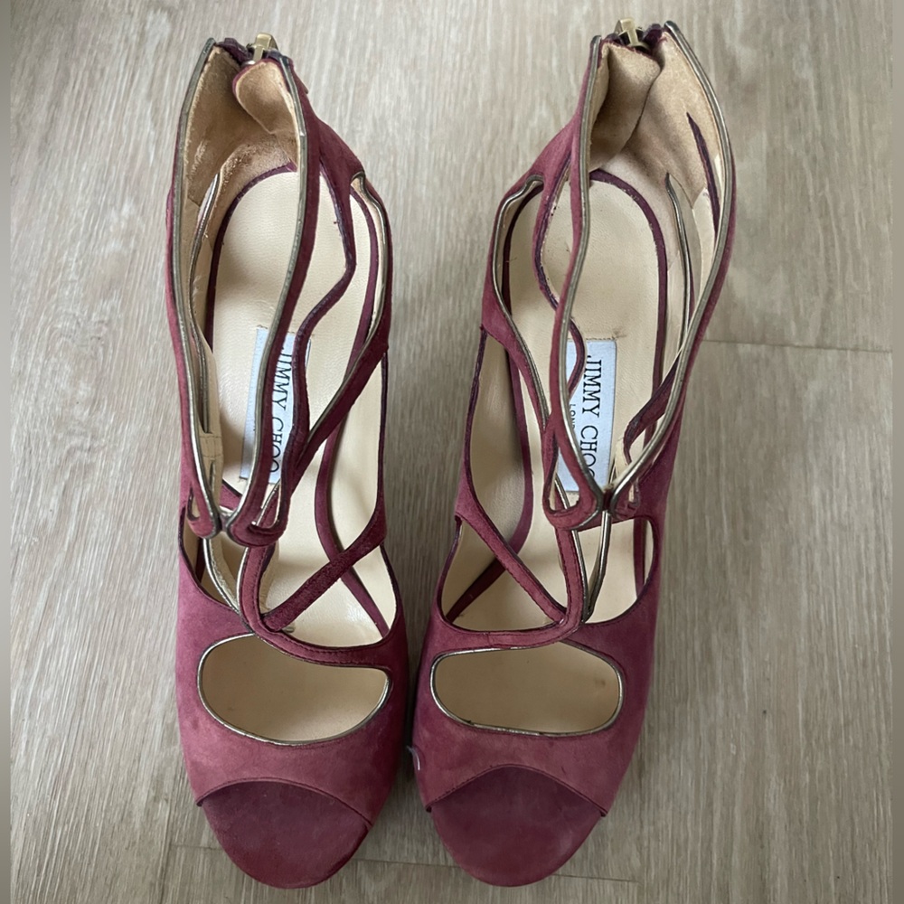 Jimmy Choo suede platform heeled sandals